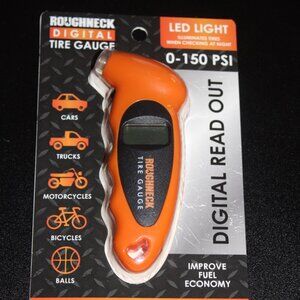Roughneck LCD Digital Air Tire Pressure Gauge Multi-Purpose Orange PSI NEW